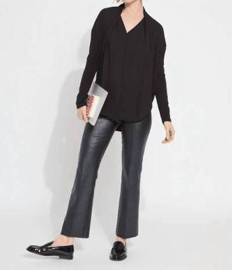 Lyss&eacute; Naomi Folded Neck Mix Media Top In Black
