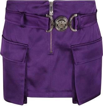 Versace Medusa 95 Cargo Mini Rok - Dames - Korte rokken - Paars - S - Satijn - Rokken