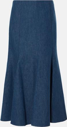 Gabriela Hearst Amy flared cotton and linen midi skirt