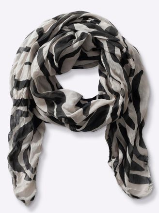 Heine Modeschal HEINE, Damen, beige (beige, schwarz), Baumwolle, gemustert, Modet&uuml;cher Modeschal