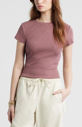Treasure & Bond Tuckable Rib Baby Tee in Brown Rose at Nordstrom, Size Xx-Small