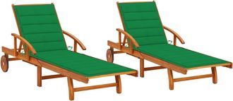 vidaXL Tumbonas Con Cojines 2 Unidades Madera Maciza De Acacia Vidaxl