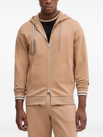 BOSS zip-fastening hoodie - men - Cotton/Polyester/Elastane - S - Neutrals