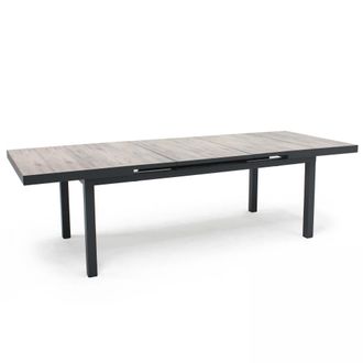 Oviala Mesa extensible de aluminio y cer&aacute;mica en madera gris&aacute;cea