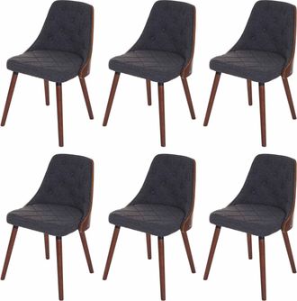 Hhg Hhg - Nunca Usado] Juego De 6 Sillas De Comedor 418, Silla De Visita Silla De Cocina, Madera Curvada Nogal, Textil Gris