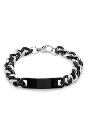 Steeltime Mens Two Tone Stainless Steel Curb Chain Bracelet in Silver/black at Nordstrom Rack