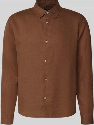 GAP Regular Fit Leinenhemd mit Kentkragen in Dunkelbraun, Gr&ouml;&szlig;e XXL