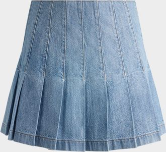 Alice & Olivia Carter Pleated Denim Mini Skirt