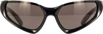 Balenciaga BB0202S001 Geometric Semi Rim Sunglasses - Black