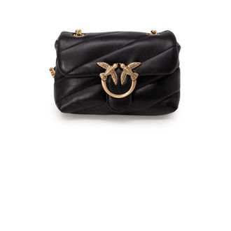 Pinko Pinko, Tassen, Dames, Zwart, ONE Size, Leer, Love Bag Micro Schoudertas