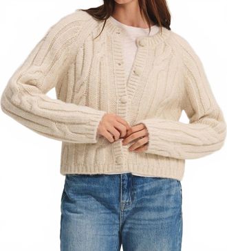Velvet Alison Crewneck Cardigan In White