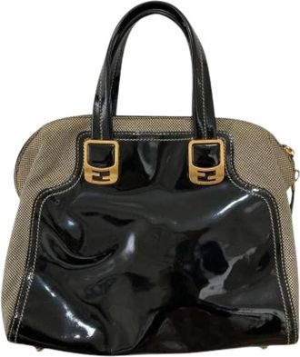 Fendi Pre-owned Chameleon Patent Leather 2way Tas - Dames - Vintage Handtas - Zwart - ONE Size - Leer - Vintage