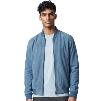 Infinity Leather Mens Blue Goat Su&egrave;de MA-1 Bomberjack-Antalya