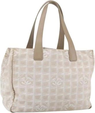 Chanel Pre-owned Tote Bags, female, Beige, Size: ONE SIZE Pre-owned Nylon Tote Bag