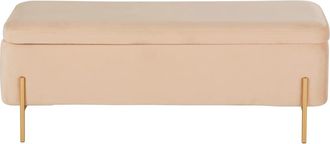 Maisons du monde Banqueta ba&uacute;l de metal dorado y terciopelo beige