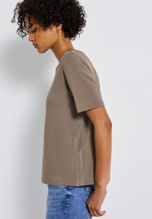 Street One T-Shirt STREET ONE, Damen, Gr. 38, bark braun, Jersey, Obermaterial: 76% Viskose, 20% Modal, 4% Elasthan, unifarben, regular fit normal, Rundhals, Shi