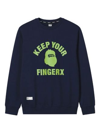 Fingercroxx graphic-print crew neck sweatshirt - men - Cotton - M - Blue