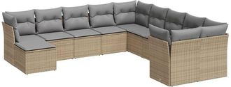 vidaXL Set De Sof&aacute;s De Jard&iacute;n 11pzas Con Cojines Rat&aacute;n Sint&eacute;tico Beige Vidaxl