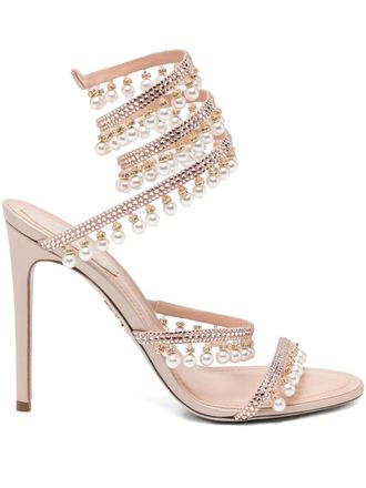 Rene Caovilla 110mm crystal-embellished heeled sandals - Roze