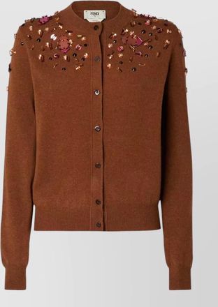 Fendi sequin knit cardigan long sleeve crewneck
