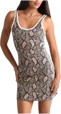 adidas (WMNS) adidas Snake Print Mini Dress Asia Sizing Linen Magic Beige KX1890
