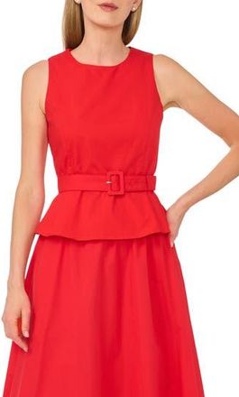 Ted Baker Sleeveless Belted Peplum Top in Classic Cherry at Nordstrom Rack, Size 14