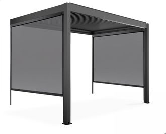 Oviala P&eacute;rgola bioclim&aacute;tica adosada de 3x3m y 2 toldos de 2,66x2,4m