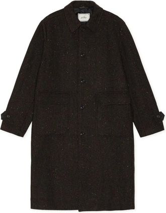 Les Deux Visgraat Woljas - Heren - Mantel - Bruin - XL - Wol - Jassen