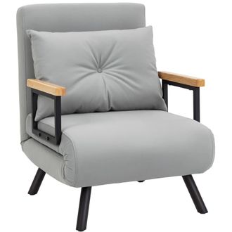 HOMCOM Sof&aacute; cama individual 63x73x81 cm gris claro
