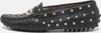 Tod's Tods Black Leather Crystal Embellished Penny Loafers