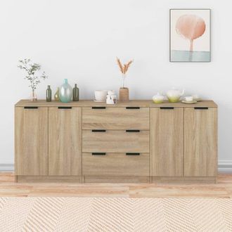 vidaXL Vidaxl - Aparador De 3 Piezas Madera Contrachapada Color Roble Sonoma