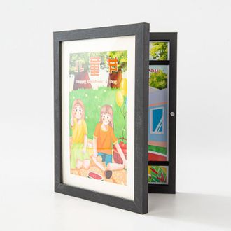OEM Marco Fotografico - Cierre Magnetico - Formato A4 21 X 29,7 Cm - Negro - Para Dibujos Infantiles Fotos Decoracion Interior - 1 Unidad