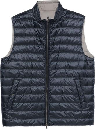Herno Blue And Grey Quilted Vest