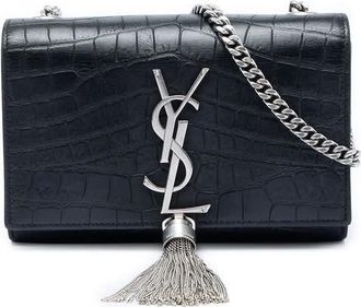 Saint Laurent Pre-owned Saint Laurent Small Croc Embossed Leather Monogram Kate Tassel Crossbody Ladies 790I3871YGL7NOWW