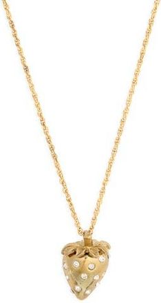 Kenneth Jay Lane Crystal Strawberry Pendant Necklace in Gold at Nordstrom Rack
