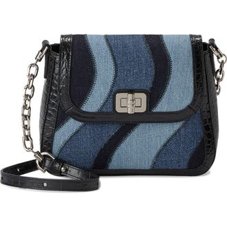 Brahmin Gianna Croc Embossed Leather Crossbody Bag in Retro Blue Lismore at Nordstrom