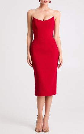Helsi Celia Strapless Cocktail Sheath Dress in Red at Nordstrom, Size X-Large