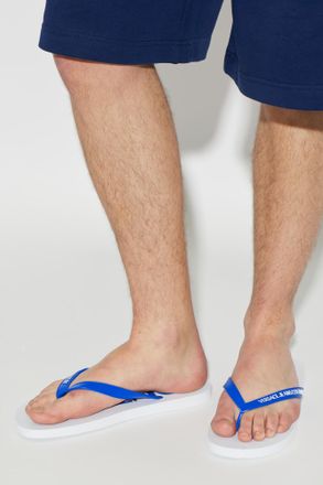 Versace Jeans Couture Rubber Flip-flops With Logo, Mens, Blue