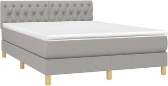 vidaXL Cama Box Spring Colch&oacute;n Y Luces Led Tela Gris Claro 140x200 Cm Vidaxl