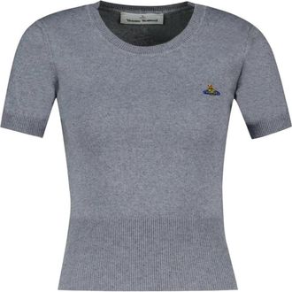 Vivienne Westwood Anglomania Orb Logo Knit Top - Dames - T-shirts - Grijs - M - Tops