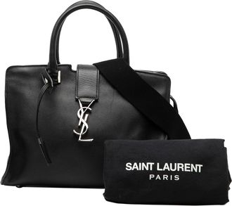 Saint Laurent Black Baby Leather Monogram Downtown Cabas Satchel