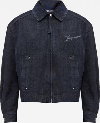 Jacquemus Navy Blue Logo Denim Jacket