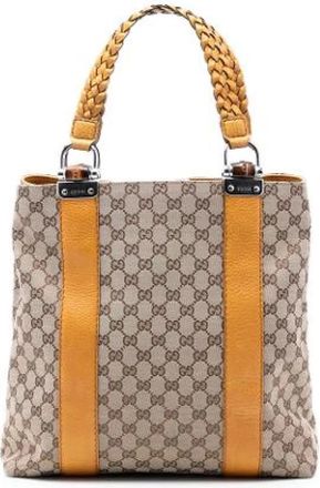 Gucci Pre-owned Tote Bags, female, Beige, Size: ONE SIZE Pre-owned Vintage Canvas Tote Bag