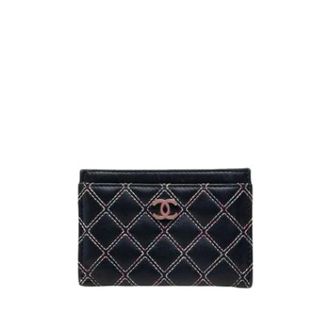 Chanel Pre-owned kaarthouder - Dames - Pre-owned - Zwart - Maat: ONE Size Leer
