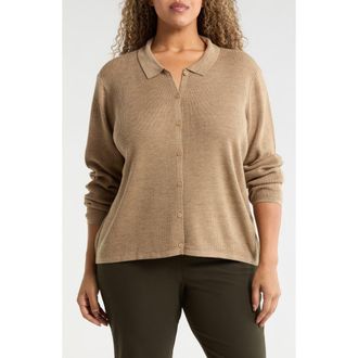 Eileen Fisher Merino Wool Cardigan in Biscuit at Nordstrom, Size 1X