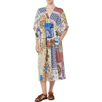 Max Mara Nome Print Silk Dress in Multicolour at Nordstrom, Size 16