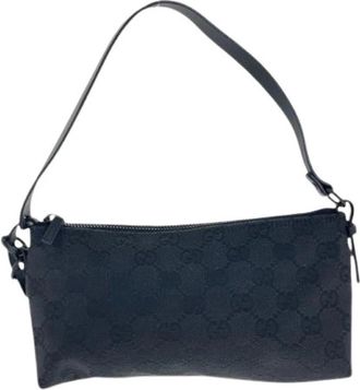 Gucci Pre-owned Shoulder Bags, female, Black, Size: ONE SIZE Pre-owned Canvas Shoulder Bag