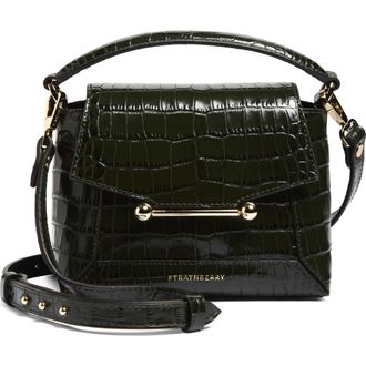 Strathberry Nano Mosaic Croc Embossed Leather Handbag in Forest at Nordstrom