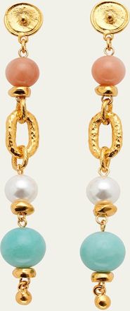 Ben-Amun Pearly, Rose Quartz and Amazonite Earrings