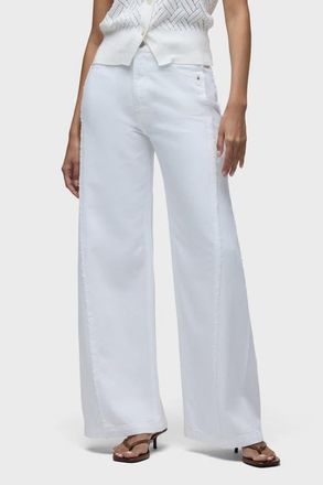 Hudson Jodie Frayed Seam Loose Wide Leg in White at Nordstrom, Size 30